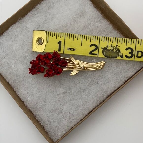 Vintage David Monn 1997 rose bouquet gold tone brooch - Picture 5 of 5